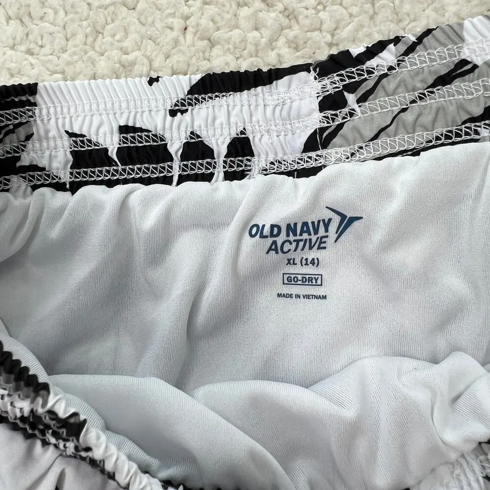 Old Navy Active Go Dry Black White Print Running Shorts XL 14